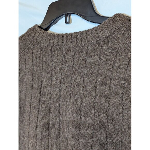 Vintage Heather & Tweed Brown Wool Shetland Ribbed Knit V-Neck Pullover Sweater - Picture 5 of 5